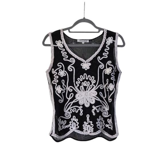 Andrea Rosati Black White Sheer Blouse, Size XL - Picture 1 of 11